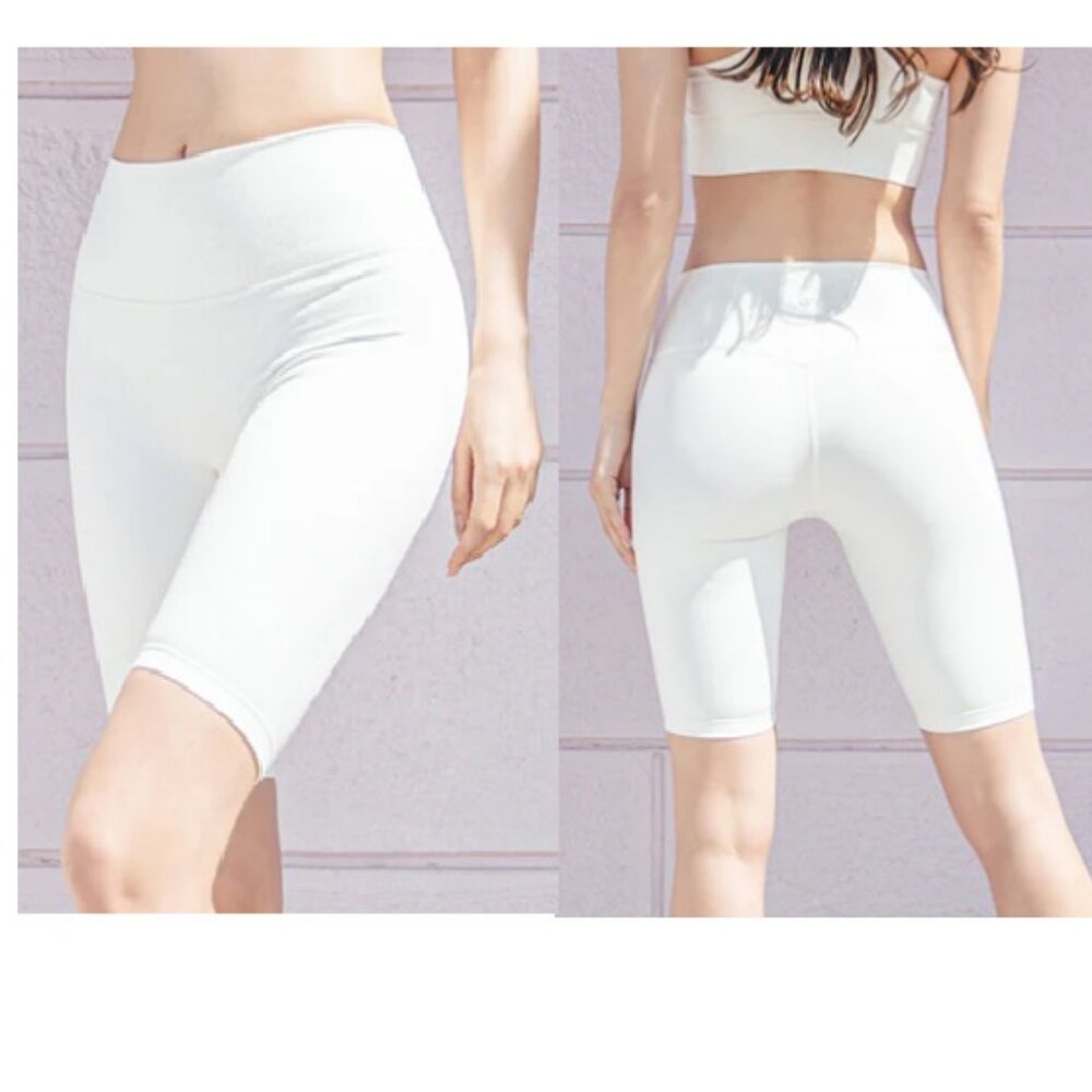 Aerie Offline White Ribbed Knit Biker Shorts Size Small